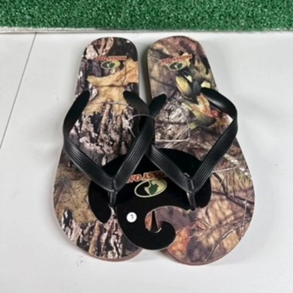 Mossy Oak Break‎ Up Country Flip Flops Mens Large Brown Camo Lightweight NWT
